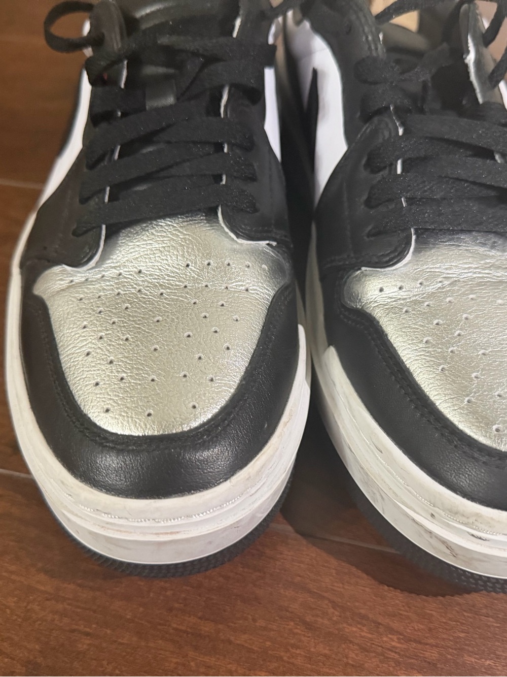 Nike Air Jordan 1 Low Elevate Black White Metallic Silver Women’s 10.5 - Picture 3 of 7